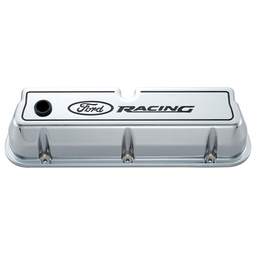 FORD RACING LOGO DIE-CAST VALVE COVERS CHROME