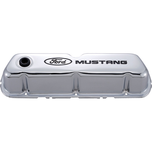 FORD MUSTANG LOGO STAMPED STEEL CHROME VALVE COVERS