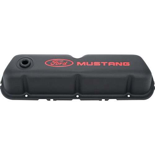 FORD MUSTANG LOGO BLACK CRINKLE VALVE COVERS