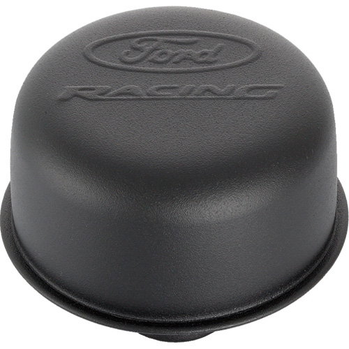 FORD RACING LOGO AIR BREATHER CAP: TWIST TYPE; BLACK CRINKLE FINISH