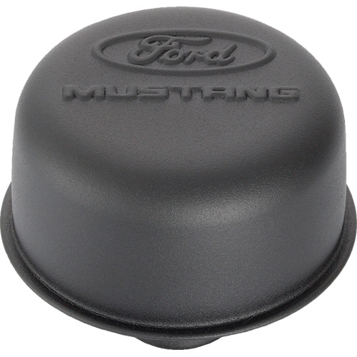 FORD MUSTANG LOGO AIR BREATHER CAP: BLACK CRINKLE FINISH