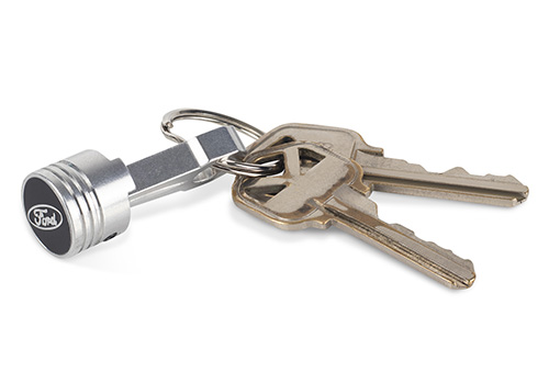 PISTON AND ROD KEYCHAIN FEATURING FORD OVAL
