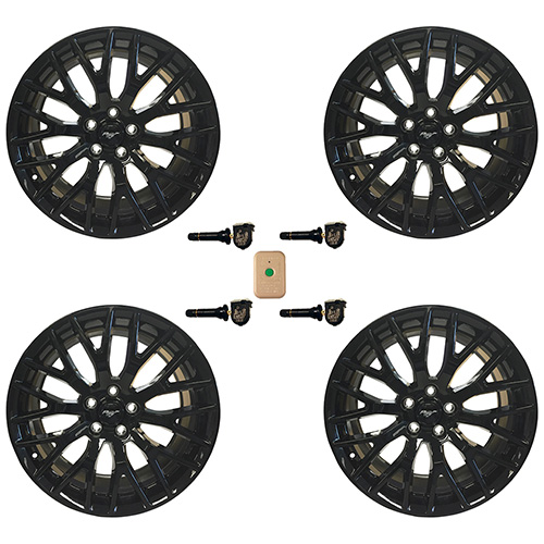 2015-2020 MUSTANG GT 19" X 9" & 19" X 9.5" PERFORMANCE PACK WHEEL SET WITH TPMS KIT - GLOSS BLACK