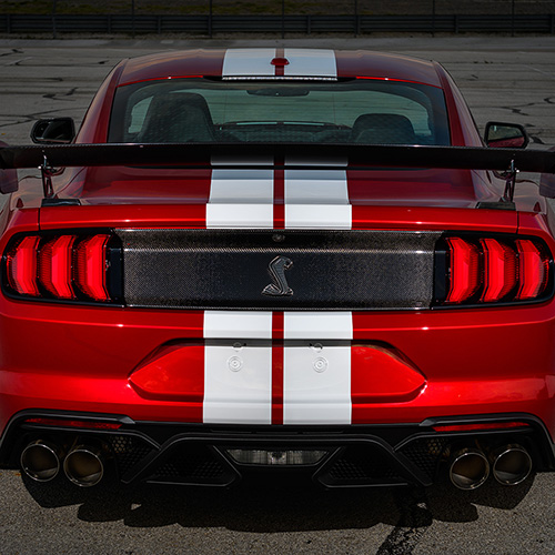 thumbnail image 2 of 100% Carbon Fiber License Plate Frame For 2020 Shelby GT500 Mustang – Front/Rear, Black 2 of 5