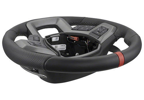 Raptor 15” Steering Wheel – White Leather & Black Wood Grain, Includes Horn Button, WHT15SB
