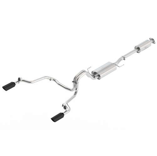 2015-2017 F-150 5.0L COYOTE CAT-BACK TOURING EXHAUST SYSTEM - REAR EXIT,  BLACK CHROME TIPS