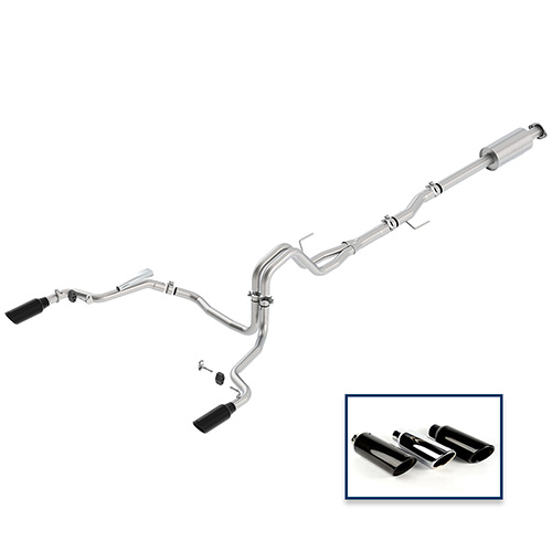 2015-2020 F-150 3.5L CAT-BACK EXTREME EXHAUST SYSTEM - REAR EXIT, BLACK CHROME TIPS