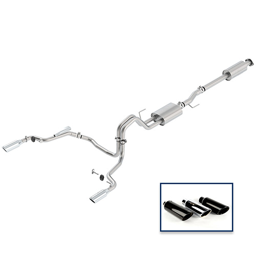 2015-2020 F-150 3.5L CAT-BACK SPORT EXHAUST SYSTEM - REAR EXIT, CHROME TIPS