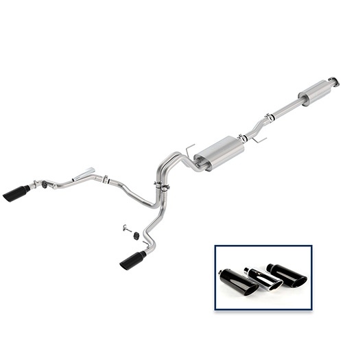 F-150 2015-2020 2.7L, 3.5L & 5.0L Rear Exit Cat-Back Touring Exhaust System with Black Chrome Tips