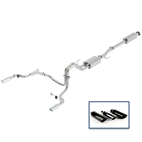 F-150 2015-2020 2.7L, 3.5L & 5.0L Rear Exit Cat-Back Touring Exhaust System with Chrome Tips