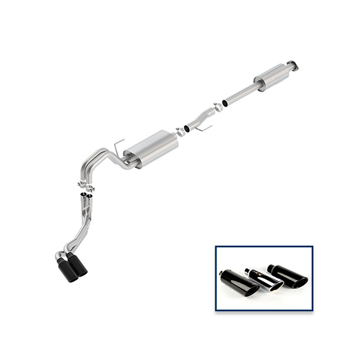 2015-2020 F-150 3.5L CAT-BACK TOURING EXHAUST SYSTEM - SIDE EXIT, BLACK CHROME TIPS