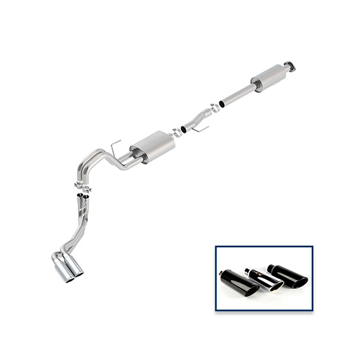 2015-2020 F-150 2.7L CAT-BACK TOURING EXHAUST SYSTEM - SIDE EXIT, CHROME TIPS