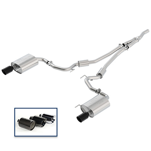 2015-2022 MUSTANG 2.3L ECOBOOST CAT-BACK SPORT EXHAUST SYSTEM WITH BLACK CHROME TIPS