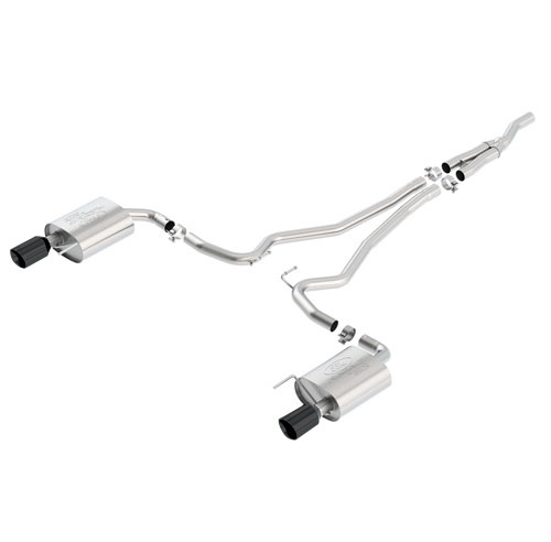 2015-2017 MUSTANG 2.3L ECOBOOST CAT BACK TOURING EXHAUST SYSTEM - BLACK CHROME TIPS