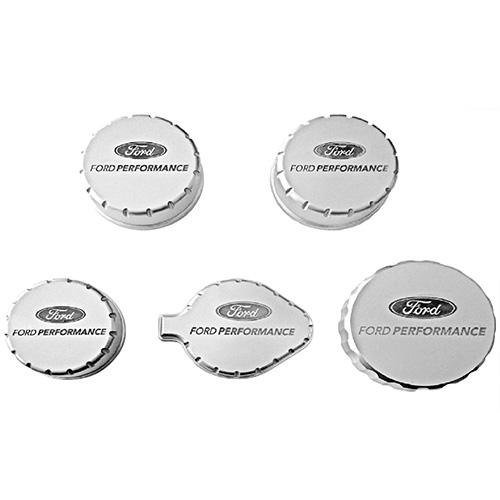 2015-2017 MUSTANG BILLET ALUMINUM ENGINE COMPARTMENT CAP COVER SET W/ LASER ENGRAVED FORD PERFORMANC